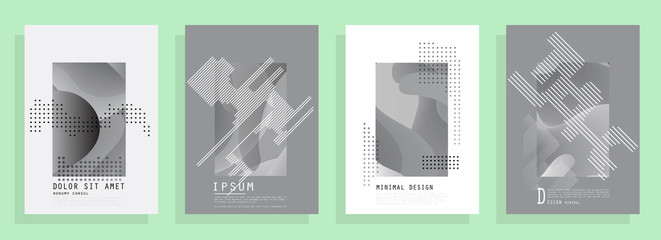 Covers templates set with graphic geometric elements. Applicable for brochures, posters, covers and banners. Vector illustrations.
