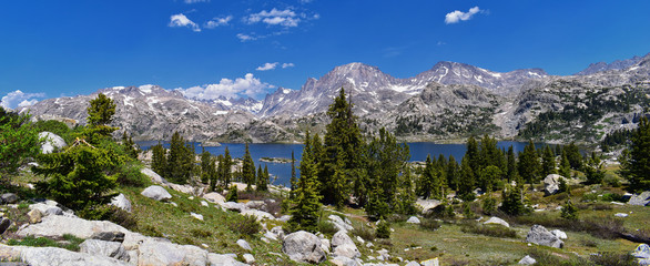 Wind River Range, Rocky Mountains, Wyoming, views from backpacking hiking trail to Titcomb Basin...