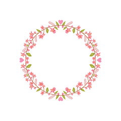 Sweet Flower Floral Wreath Frame Flat Illustration
