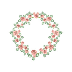 Sweet Flower Floral Wreath Frame Flat Illustration