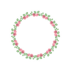 Sweet Flower Floral Wreath Frame Flat Illustration