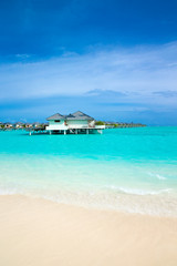  beach in Maldives with blue lagoon