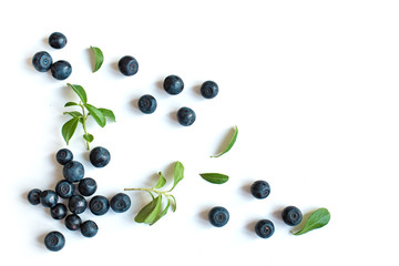 Fresh blueberries and leaves