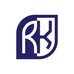 RK initial letter emblem logo negative space