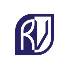 RV initial letter emblem logo negative space