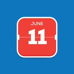 June 11 Calendar Flat Icon