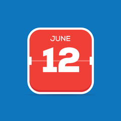 June 12 Calendar Flat Icon