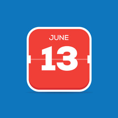 June 13 Calendar Flat Icon