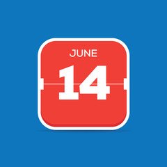 Obraz premium June 14 Calendar Flat Icon