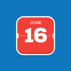 June 16 Calendar Flat Icon