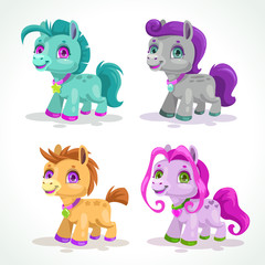 Little cute colorful pony characters.