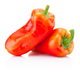 Two peppers isolated on a white background