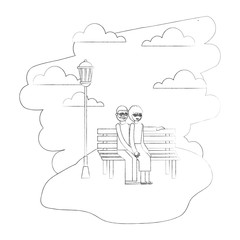 grandparents sitting in the bench park