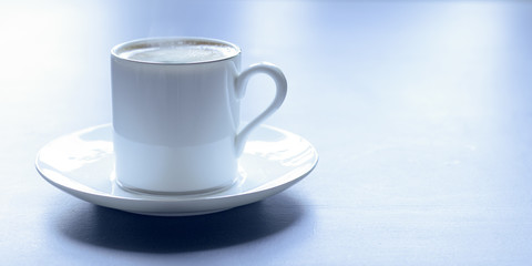 White coffee mug with steam