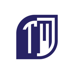 TM initial letter emblem logo negative space