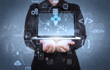 designer hand show cloud network sign