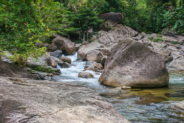 Naklejka na ściany i meble stones large and waterfall beauty nature in south Thailand