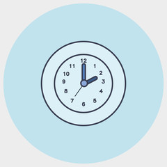clock icon over blue background, colorful design. vector illustration