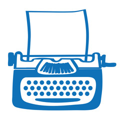 Handgezeichnete Schreibmaschine in dunkelblau