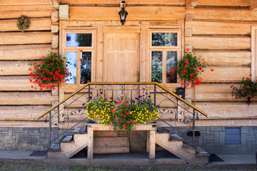 Fototapeta na wymiar Wooden cottage in the Chocholow village, Tarra Mountains, Poland