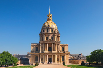 Paris, France-MAY 06, 2018: The Cathedral of Invalids in sunny spring day. Famous touristic places and travel destinations in Paris. Travel and tourism concept
