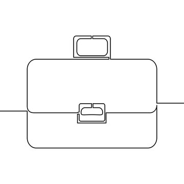 Continuous one line drawn Briefcase Recruitment Vector Icon