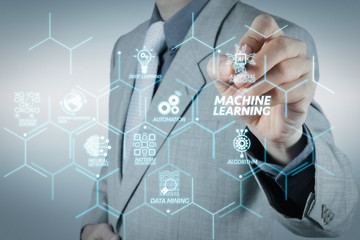 businessman hand writing in the whiteboard