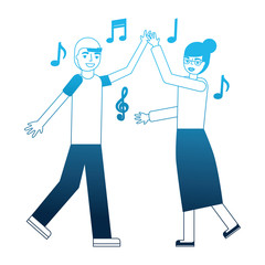 grandmother and grandson dancing music