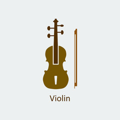 Colored Violin icon. Silhouette vector icon