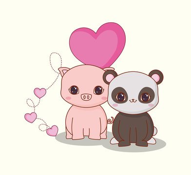 Lovely Kawai Panda Bear. Digital Design Of A Lovely Cute Kawaii Panda Bear  Over A Pastel Pink Background. Stock Photo, Picture and Royalty Free Image.  Image 87818775.