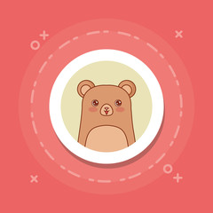 cute squirrel icon over white circle and red background, colorful design. vector illustration