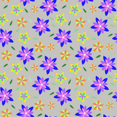 Abstract flowers seamless vector pattern for textile, backgrounds, wrapping papers