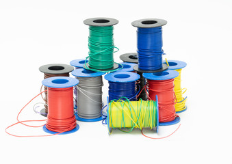 Electric Wires / Cables. Multicolored computer cable isolated on white background