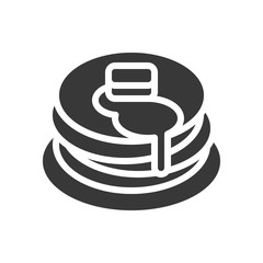 pancake with honey or maple syrup and butter, bakery and pastry set, glyph icon