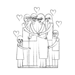 grandparents and parents with kids embrace family