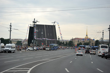 preparation for the naval parade in St. Petersburg on the Neva river