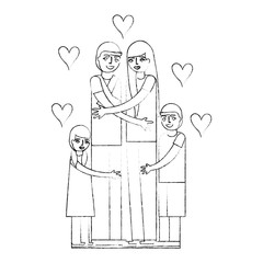 cute couple with son and daughter love hugging