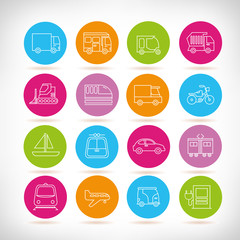 transportation icons, vehicle icons, outline design
