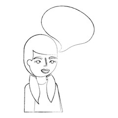portrait girl young character talk bubble