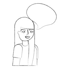 portrait woman cartoon talk bubble