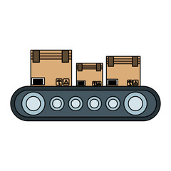 Boxes on conveyor tape vector illustration graphic design