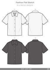 SHORT SLEEVE SHIRTS fashion flat technical drawing template