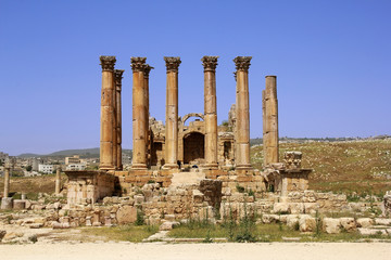 Ancient Roman temple ruins in Jerash, Jordan