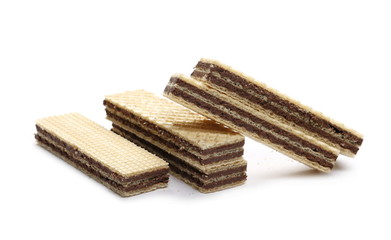 Wafers with chocolate isolated on white background
