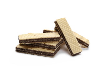 Wafers with chocolate isolated on white background