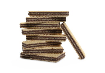 Wafers with chocolate isolated on white background