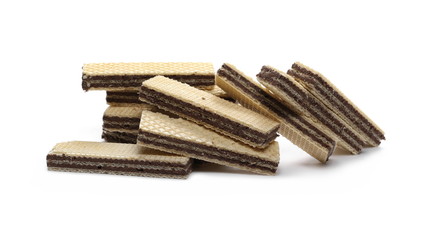 Wafers with chocolate isolated on white background