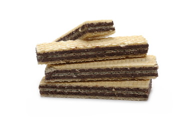 Wafers with chocolate isolated on white background