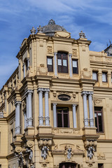 Fototapeta na wymiar Beautiful richly-decorated Neo-baroque style Malaga City Council building. Malaga, Costa del Sol, Andalusia Spain.