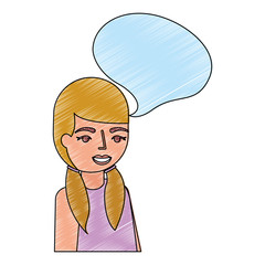 portrait girl young character talk bubble